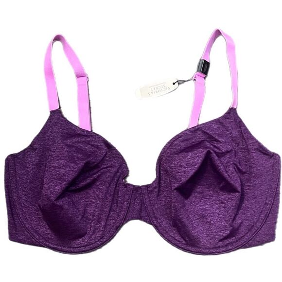 Victoria’s Secret Unlined Semi Demi Supersoft Satin bra marled purple 38DD - Picture 2 of 3